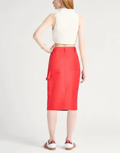 Marni Solid Canvas Midi Skirt In Red