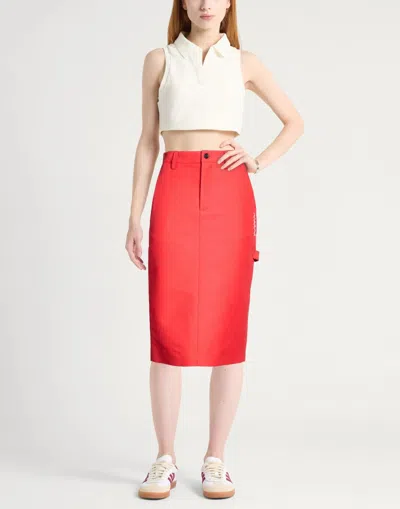 Marni Solid Canvas Midi Skirt In Red