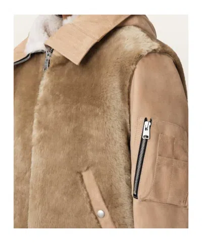 Allsaints Dexter Collared Shearling Jacket In Brown