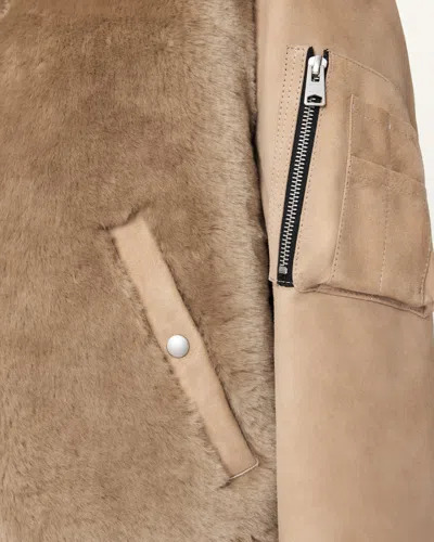 Allsaints Dexter Collared Shearling Jacket In Brown