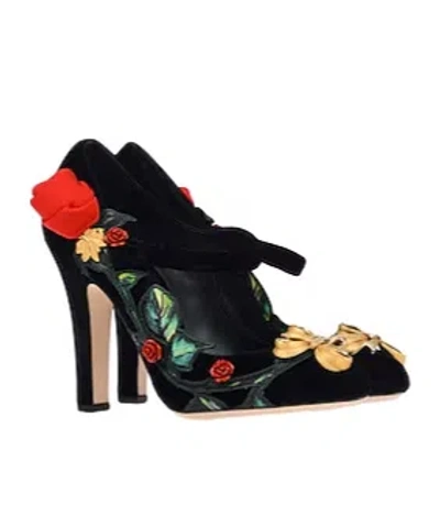 Dolce & Gabbana Pointedtoe Geometricheel Flat Shoes In Black