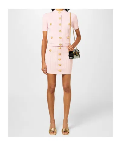 Balmain Btn Knt Skrt Ld43 In Pink