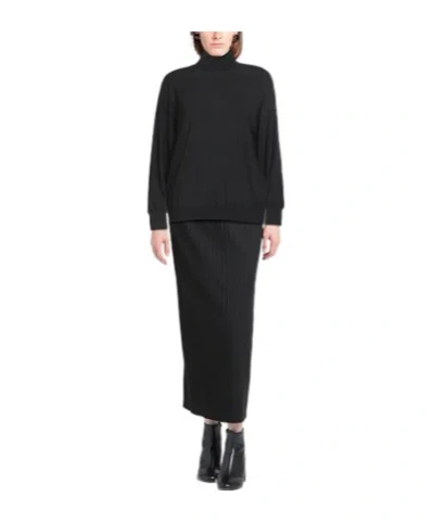 Saint Laurent Solid Wool Knit Sweater In Black