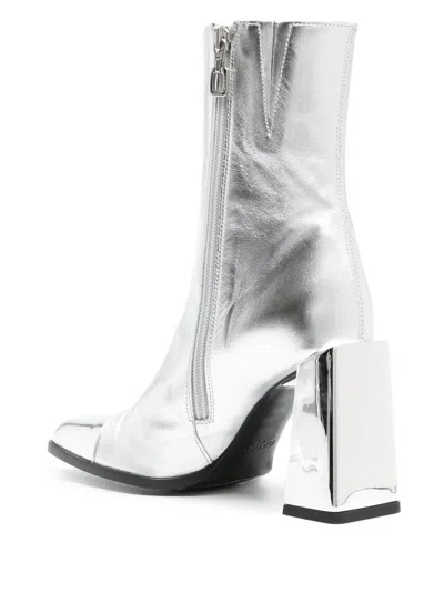 Carel Paris Moon 90mm Leather Ankle Boot In Silver