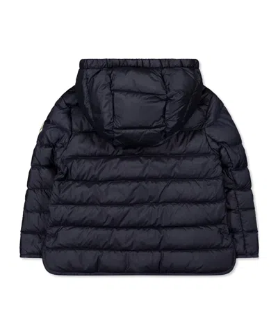 Moncler Logo Patch Down Jacket In Purple