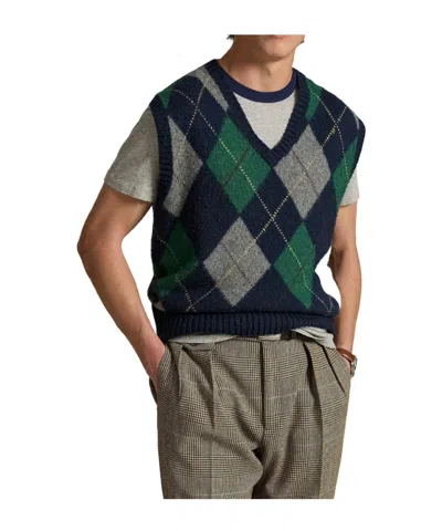 Polo Ralph Lauren Argyle-patterned Sleeveless Sweater In Black
