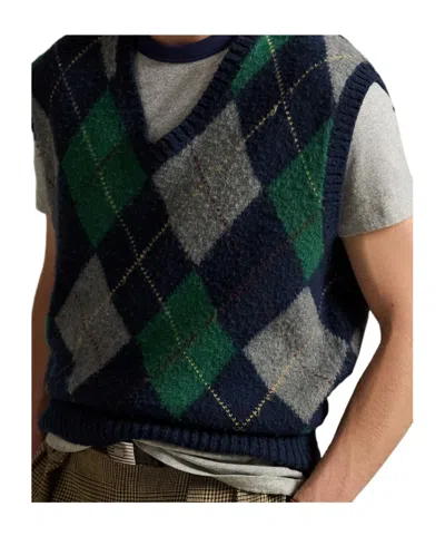 Polo Ralph Lauren Argyle-patterned Sleeveless Sweater In Black