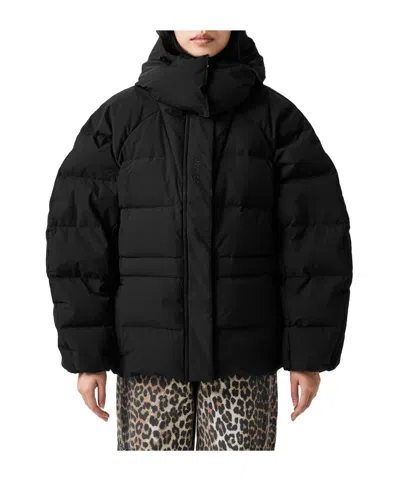 Ganni Tech Puffer Coat In Black