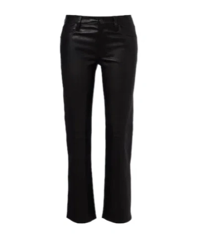 Frame The Leather Mid Rise Ankle Cigarette Jeans In Black In Black