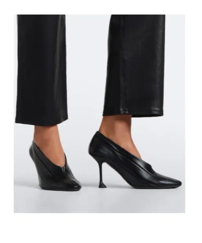 Frame The Leather Mid Rise Ankle Cigarette Jeans In Black In Black