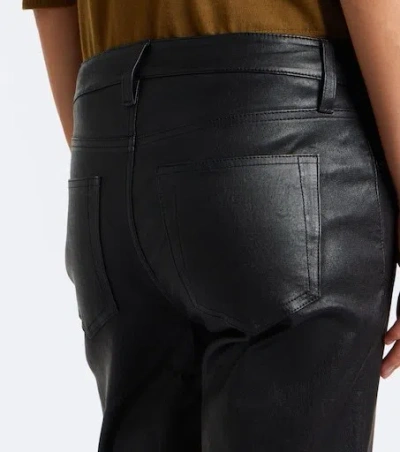 Frame The Leather Mid Rise Ankle Cigarette Jeans In Black In Black