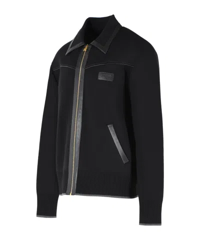 Amiri Wool Bomber Jacket With Leather Inserts In Black