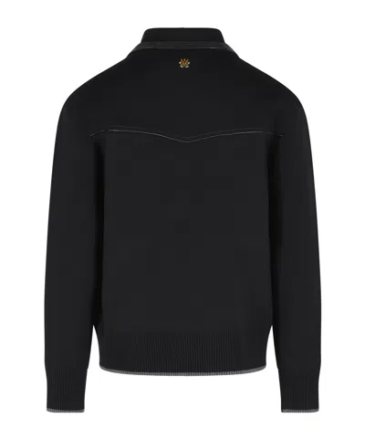 Amiri Wool Bomber Jacket With Leather Inserts In Black