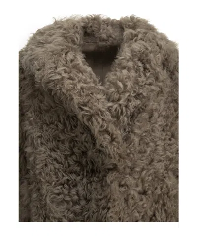 Blancha Shearling Coat In Gray