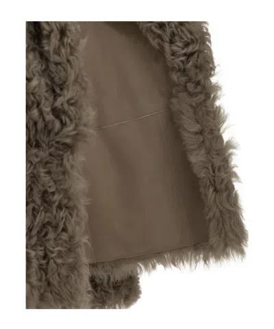 Blancha Shearling Coat In Gray