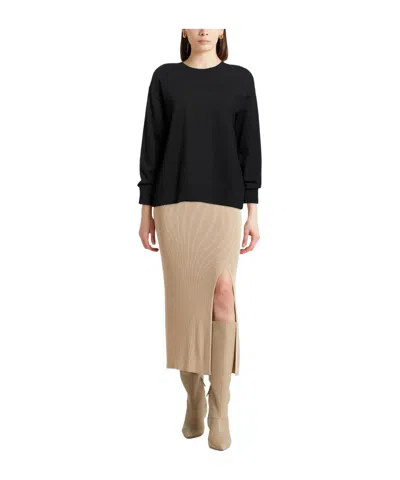 Max Mara Solid-colored Long-sleeve Knit Top In Black