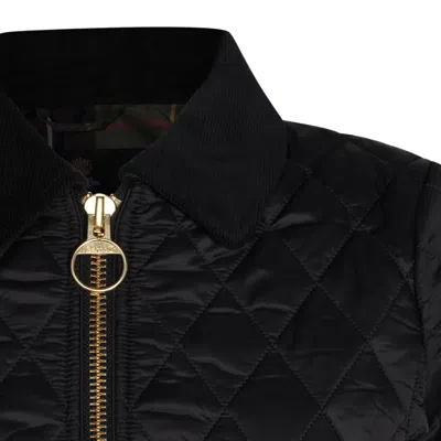 Barbour Diamond-quilted Zip-front Coat In Black