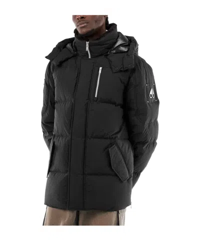 Moose Knuckles Everest 3q Down Jacket With Removable Hood In Black