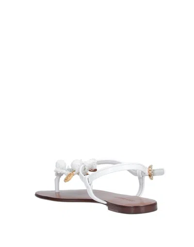Dolce & Gabbana Coin Embellished Sandals In White