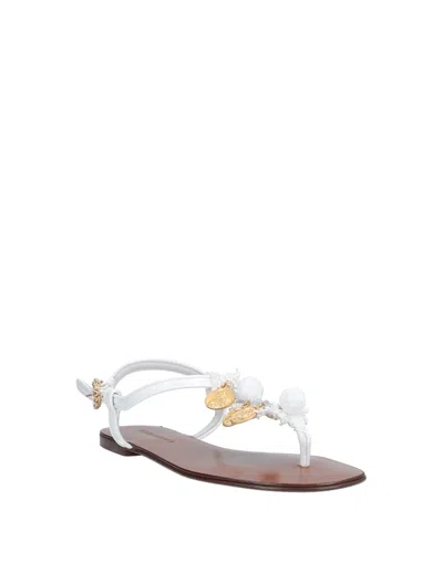 Dolce & Gabbana Coin Embellished Sandals In White