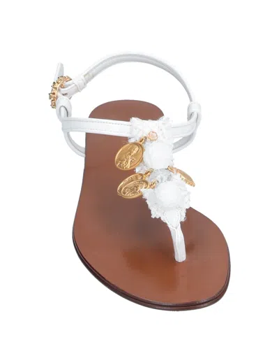 Dolce & Gabbana Coin Embellished Sandals In White