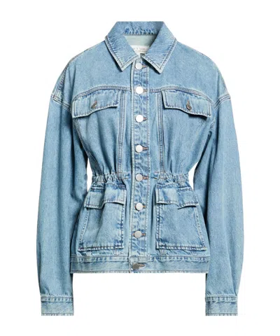 Rag & Bone Womens Ithca Amy Drawstring-waist Denim Jacket In Blue