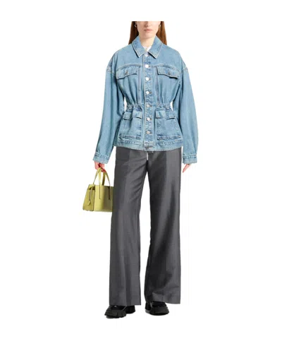 Rag & Bone Womens Ithca Amy Drawstring-waist Denim Jacket In Blue