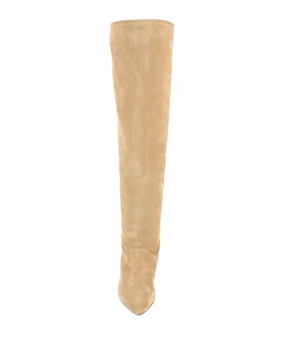 Isabel Marant Solid Pointed-toe Flat Leather Boots In Neutral