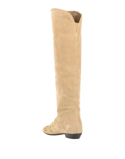 Isabel Marant Solid Pointed-toe Flat Leather Boots In Neutral