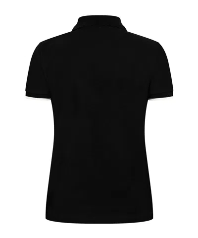 Moncler Logo Patch Polo T-shirt In Black