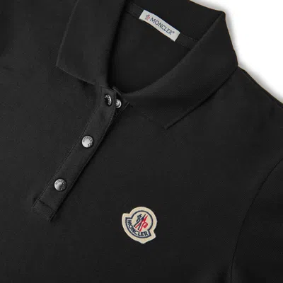 Moncler Logo Patch Polo T-shirt In Black