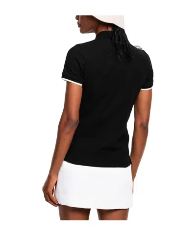 Moncler Logo Patch Polo T-shirt In Black
