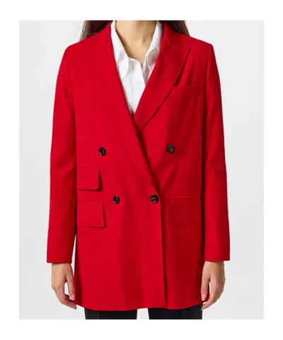 Max Mara Double-breasted Suit Jacket In Red