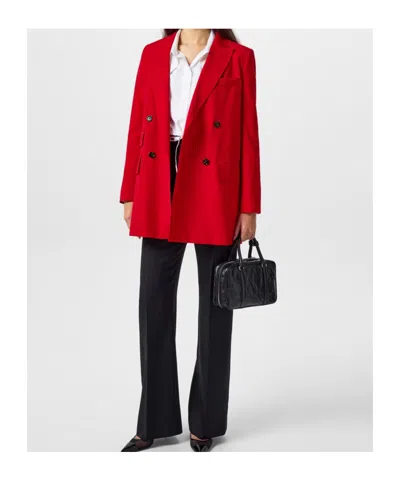 Max Mara Double-breasted Suit Jacket In Red