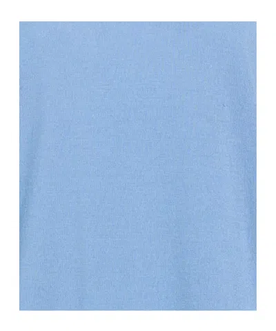 Max Mara Solid Color Wool Knit Top In Blue