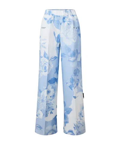 Off-white Printed Wide-leg Pants In Blue