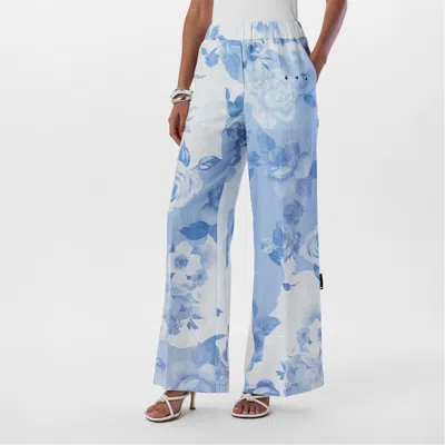 Off-white Printed Wide-leg Pants In Blue
