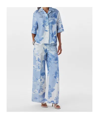 Off-white Printed Wide-leg Pants In Blue