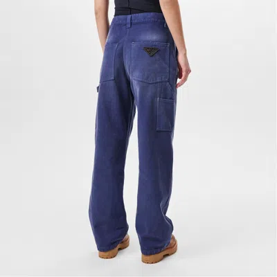 Prada Canvas Trousers In Blue