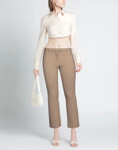 Max Mara Solid Twill Pants In Neutral