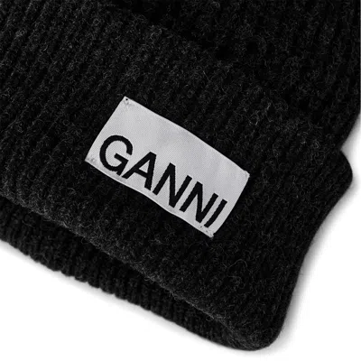 Ganni Oversized Wool Hat In Black
