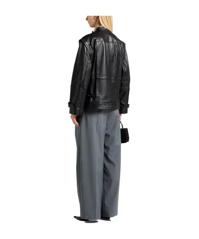 Maxco. Solid Color Leather Jacket In Black