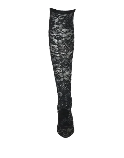 Dolce & Gabbana Solid Color Long Boots In Black