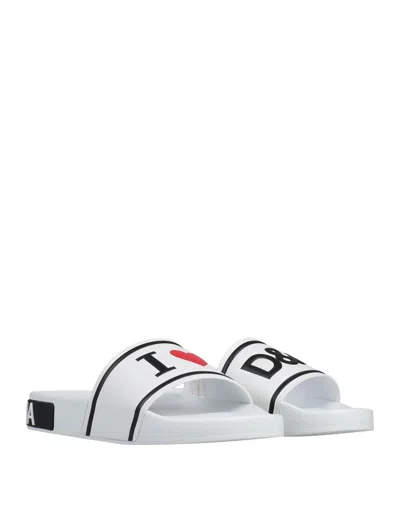 Dolce & Gabbana Letter Print Sandals In White