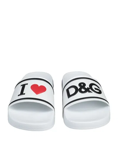 Dolce & Gabbana Letter Print Sandals In White