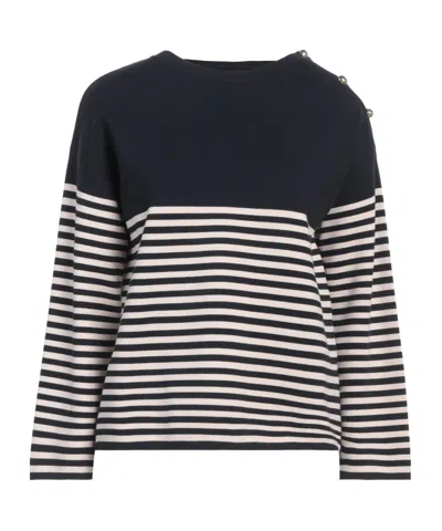 Max Mara Striped Stretch Sweater In Black