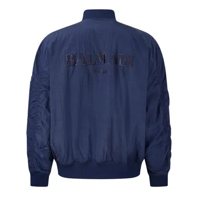 Balmain Bomberjacke Mit Logostickerei In Blue