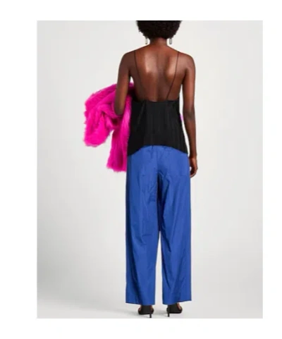 Maxco. Solid Color Loose-fit Trousers In Blue