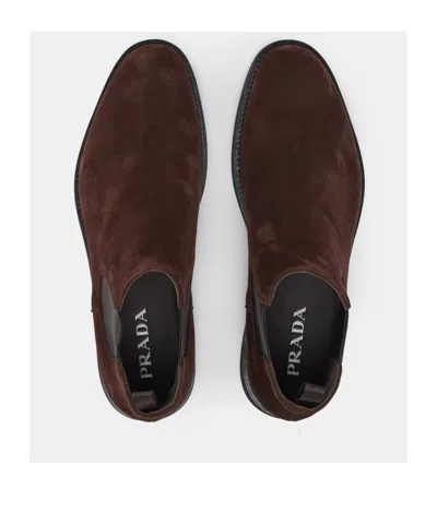 Prada Side Elasticated Boots In Brown