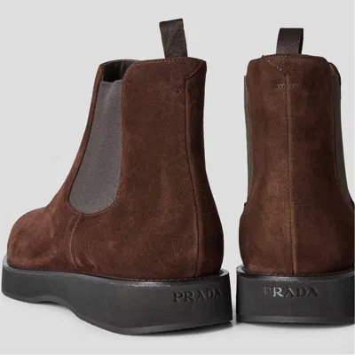 Prada Side Elasticated Boots In Brown